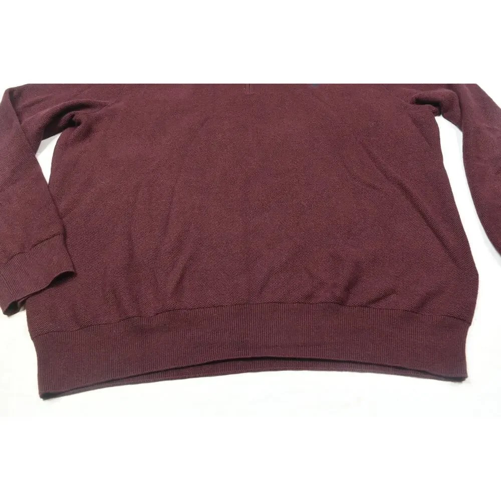 Polo Ralph Lauren 1/4 Zip Pullover Sweater Mens XL Maroon Long Sleeve Cotton